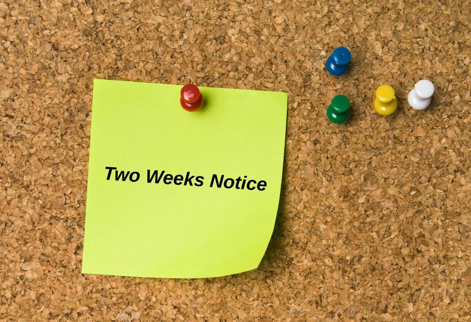 Two weeks notice note